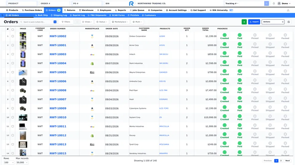 Order management in Rilk
