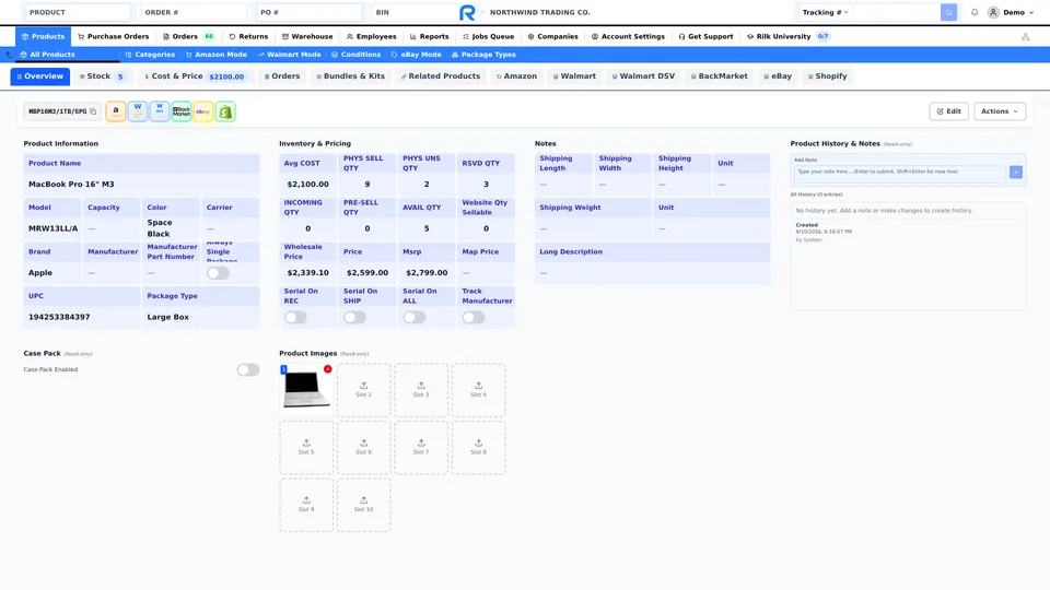 Product catalog in Rilk